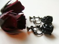 画像2: 黒薔薇★オニキスのローズカット★イヤリング