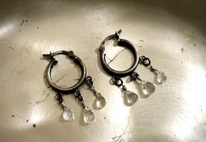 画像2: 最上級AAAAロイヤルブルームーンストーンのフープピアス ☆天然石ビーズアクセサリー (2)